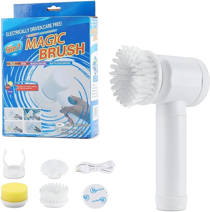 Electric brush cleaning bathroom tiles