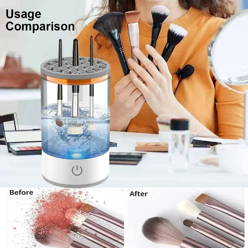 Multi-size Makeup Brushes Cleaning with Automatic Cleaner