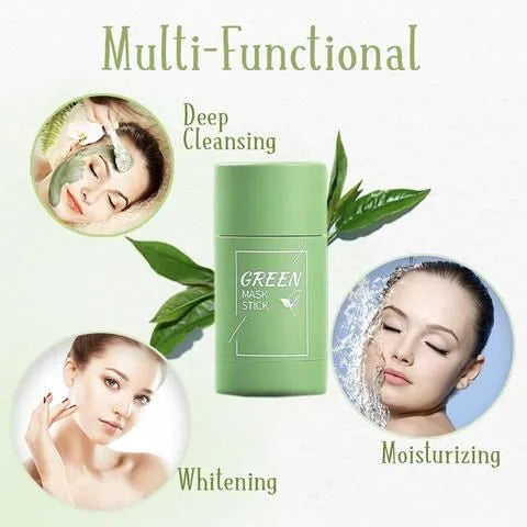 Applying Green Tea Mask Stick to face – mess-free usage