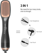 2-in-1 Hair Dryer & Straightening Brush Styling Hair Smooth