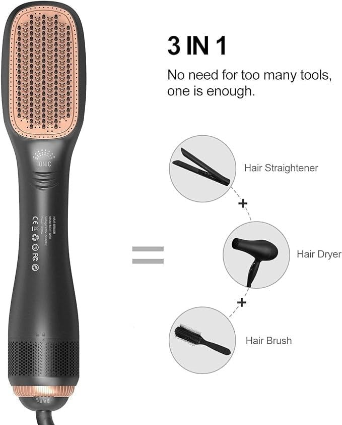 2-in-1 Hair Dryer & Straightening Brush Styling Hair Smooth