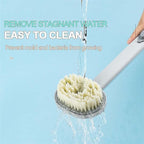 Applying bath brush with built-in shower gel for smooth skin